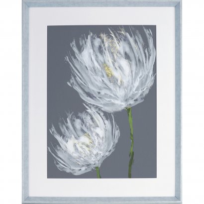 Lorell White Flower Design Framed Abstract Art 04479