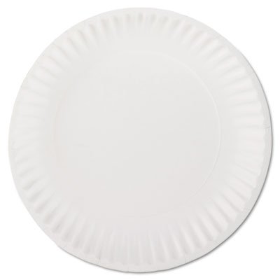 10100 White Paper Plates, 9" Diameter, 100/Bag AJMPP9GREWHPK