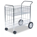 Fellowes Wire Mail Cart, 21-1/2w x 37-1/2d x 39-1/4h, Chrome FEL40912