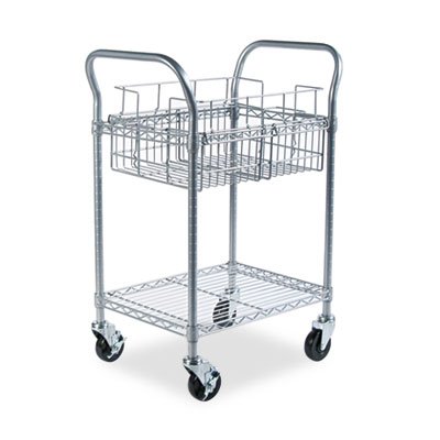 Safco Wire Mail Cart, 600-lb Cap, 18-3/4w x 26-3/4d x 38-1/2h, Metallic Gray