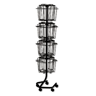 Safco Wire Rotary Display Racks, 16 Compartments, 15w x 15d x 60h, Charcoal SAF4139CH