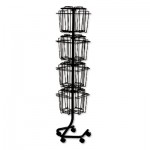 Safco Wire Rotary Display Racks, 16 Compartments, 15w x 15d x 60h, Charcoal SAF4139CH