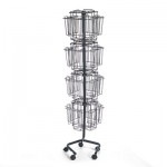 Safco Wire Rotary Display Racks, 32 Compartments, 15w x 15d x 60h, Charcoal SAF4128CH
