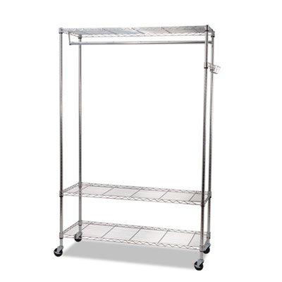 GR4818Z Wire Shelving Garment Rack, Coat Rack, Stand Alone Rack w/Casters, Silver ALEGR354818SR