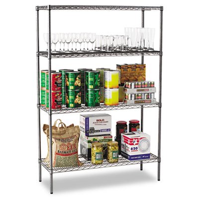 ALESW504818BA Wire Shelving Starter Kit, Four-Shelf, 48w x 18d x 72h, Black Anthracite ALESW504818BA