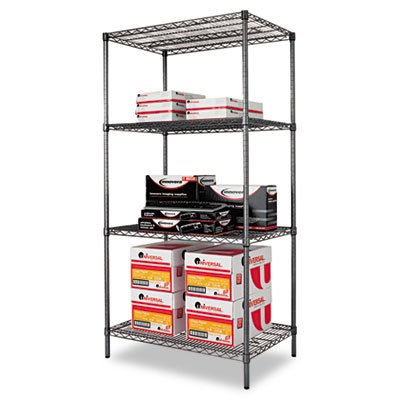 ALESW503624BA Wire Shelving Starter Kit, Four-Shelf, 36w x 24d x 72h, Black Anthracite ALESW503624BA