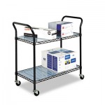 Safco Wire Utility Cart, Two-Shelf, 43-3/4w x 19-1/4d x 40-1/2h, Black SAF5337BL