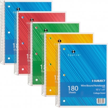 Sparco Wirebound College Ruled Notebooks 83255BD