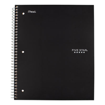 Five Star Wirebound Notebook, 1 Subject, Medium/College Rule, Black Cover, 11 x 8.5, 100 Sheets MEA72057