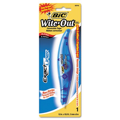 BIC Wite-Out Exact Liner Correction Tape Pen, Non-Refillable, Blue, 1/5" x 236 BICWOELP11