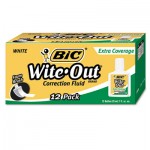 BIC WOFEC12 WHI Wite-Out Extra Coverage Correction Fluid, 20 ml Bottle, White, 1/Dozen BICWOFEC12WE