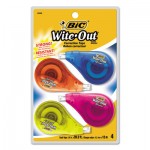 BIC Wite-Out EZ Correct Correction Tape, Non-Refillable, 1/6" x 400", 4/Pack BICWOTAPP418