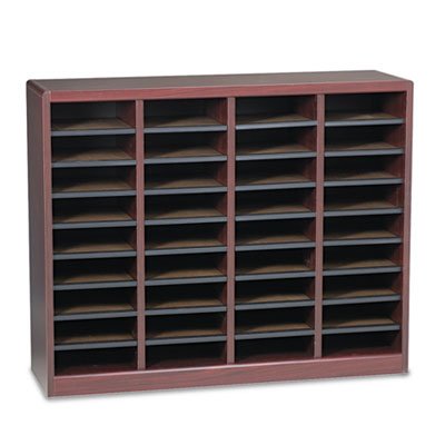 Safco Wood/Fiberboard E-Z Stor Sorter, 36 Sections, 40 x 11 3/4 x 32 1/2, Mahogany SAF9321MH
