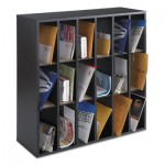 Safco Wood Mail Sorter with Adjustable Dividers, Stackable, 18 Compartments, Black SAF7765BL