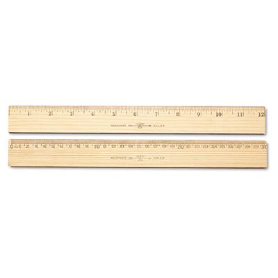 Westcott Wood Ruler, Metric and 1/16" Scale with Single Metal Edge, 30 cm ACM10375