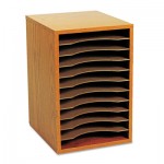 Safco Wood Vertical Desktop Sorter, 11 Sections 10 5/8 x 11 7/8 x 16, Medium Oak SAF9419MO