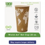 World Art Renewable Compostable Hot Cups, 20 oz., 50/PK, 20 PK/CT ECOEPBHC20WA