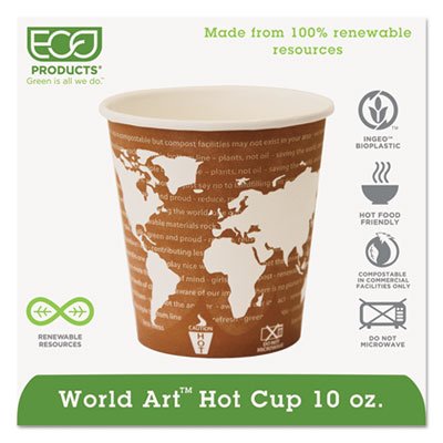 Eco-Products World Art Renewable Compostable Hot Cups, 10 oz., 50/PK, 20 PK/CT ECOEPBHC10WA