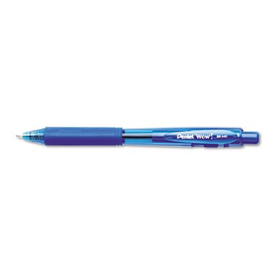 Pentel WOW! Retractable Ballpoint Pen, 1mm, Blue Barrel/Ink, Dozen PENBK440C