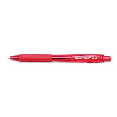 Pentel WOW! Retractable Ballpoint Pen, 1mm, Red Barrel/Ink, Dozen PENBK440B