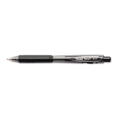 Pentel WOW! Retractable Ballpoint Pen, 1mm, Black Barrel/Ink, Dozen PENBK440A
