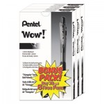 Pentel WOW! Retractable Ballpoint Pen Value Pack, Medium 1 mm, Black Ink/Barrel, 36/Pack PENBK440ASWUS
