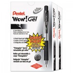 Pentel WOW! Retractable Gel Pen, Medium 0.7 mm, Black Ink, Clear/Black Barrel, 24/Pack PENK437ASW2