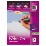 Avery Write & Erase Big Tab Plastic Dividers, 5-Tab, Letter AVE16170