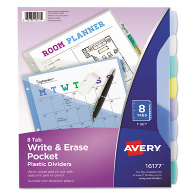 Avery Write-On Big Tab Plastic Dividers, 8-Tab, Letter AVE16177