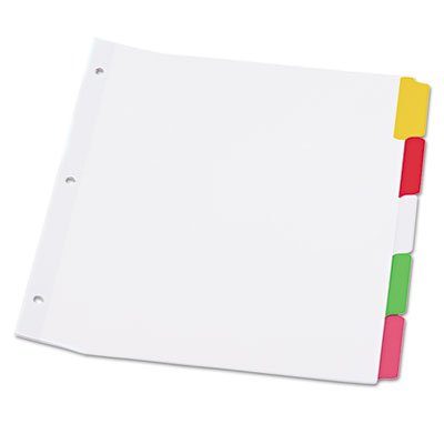 UNV20816 Write-On/Erasable Indexes, Five Multicolor Tabs, Letter, White UNV20816