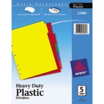 Avery Write-On Tab Plastic Dividers w/White Labels, 5-Tab, Letter AVE23080