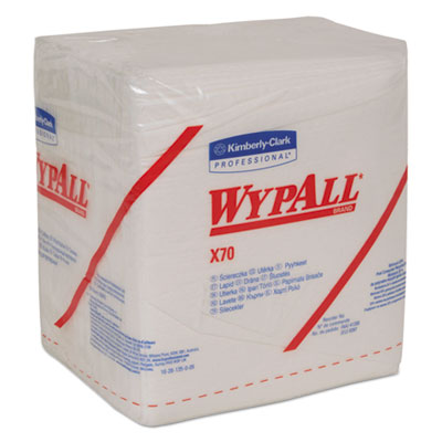 WypAll X70 Cloths, 1/4 Fold, 12 1/2 x 12, White, 76/Pack, 12 Packs/Carton KCC41200