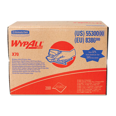 WypAll X70 Cloths, 16.8" x 12 1/2", 200/Carton KCC55300