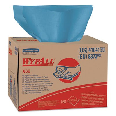 Wypall X80 Wipers, Brag Box, HYDROKNIT, 12 1/2 x 16 4/5, 160 Wipers/Carton KCC41041