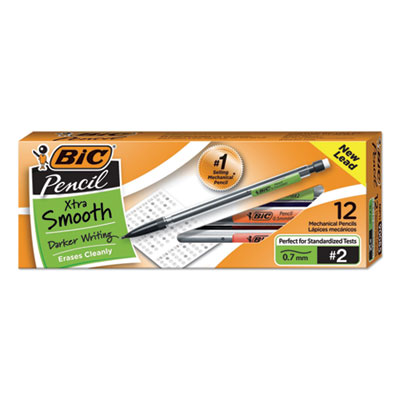 BIC Xtra Smooth Mechanical Pencil, 0.7 mm, HB (#2.5), Black Lead, Clear Barrel, Dozen BICMP11