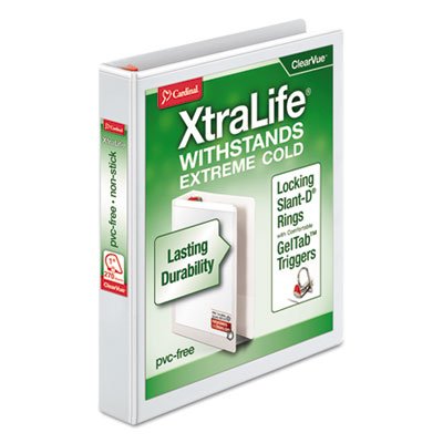 XtraLife ClearVue Non-Stick Locking Slant-D Binder, 1" Cap, 11 x 8 1/2, White CRD26300