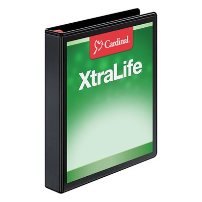 Cardinal XtraLife ClearVue Non-Stick Locking Slant-D Binder, 1" Cap, 11 x 8 1/2, Black CRD26301