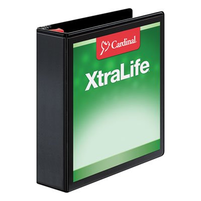 Cardinal XtraLife ClearVue Non-Stick Locking Slant-D Binder, 2" Cap, 11 x 8 1/2, Black CRD26321