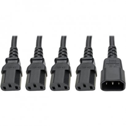 Tripp Lite Y Splitter Computer Power Cord, 10A, 18 AWG (C14 to 4x C13), Black, 18 in P004-18N-4XC13