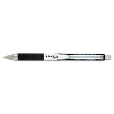 Zebra Z-Grip Flight Retractable Ballpoint Pen, 1.2mm, Black Ink, White Barrel, Dozen ZEB21910