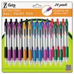 Zebra Z-Grip Retractable Ballpoint Pen, Assorted Ink, Medium, 24/Pack ZEB12223