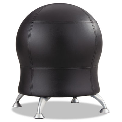 Safco Zenergy Ball Chair, Black Seat/Black Back, Silver Base SAF4751BV