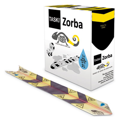 Diversey Zorba Absorbent Control Strips, 0.5 gal Absorbing Volume, 1" x 100 ft, 50 Strips/Box DVOD7523269