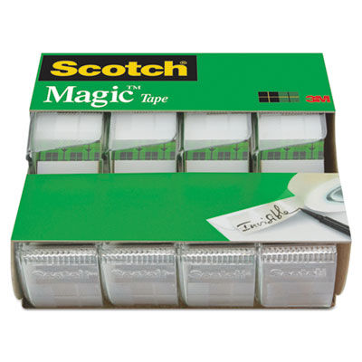 Scotch Magic Tape in Handheld Dispenser 3/4" x 300" 1" Core Clear 4/Pack 4105 
