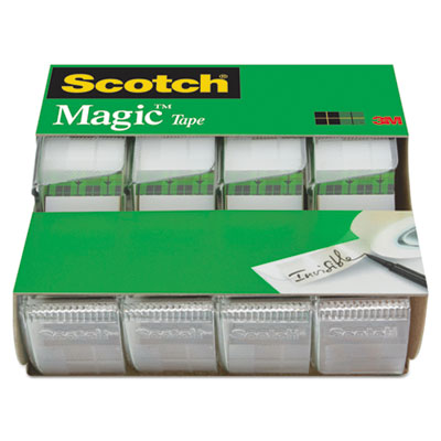 Scotch Magic Tape in Handheld Dispenser 3/4" x 300" 1" Core Clear 4/Pack 4105 